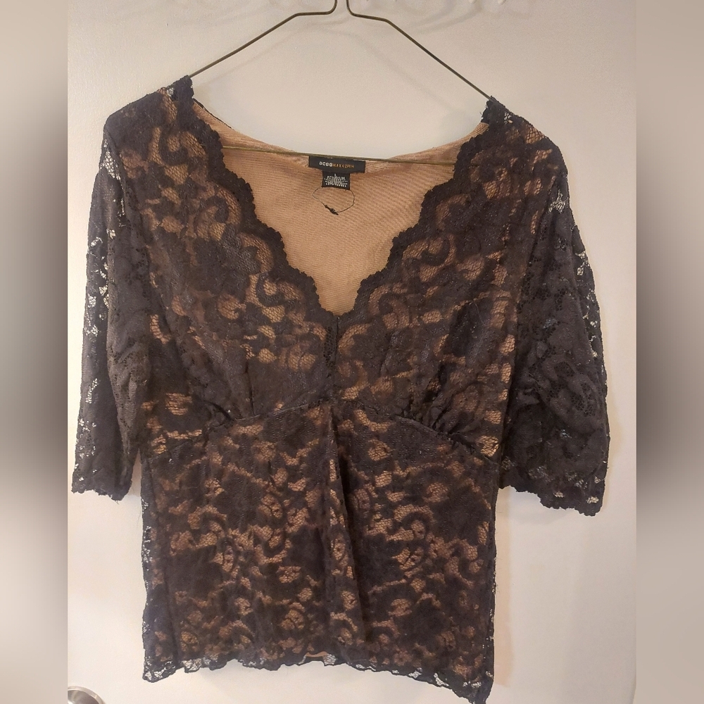 BCBGMaxAzria Black Lace Blouse